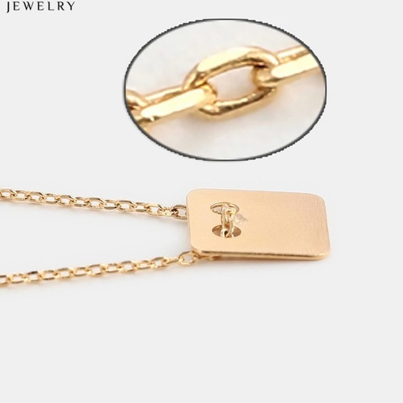 Square Gold Pendant Necklace 18k Gold Plated - Picture 4 of 7